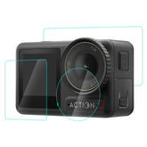 For DJI Osmo Action 4 PULUZ 3-in-1 Lens Front and Back Screen Tempered Glass Explosion-proof Film